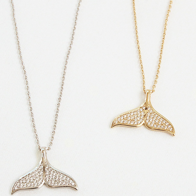 Fábrica al por mayor del OEM de la joyería del collar de la plata esterlina del diseño de la cola de pez del oro 18K