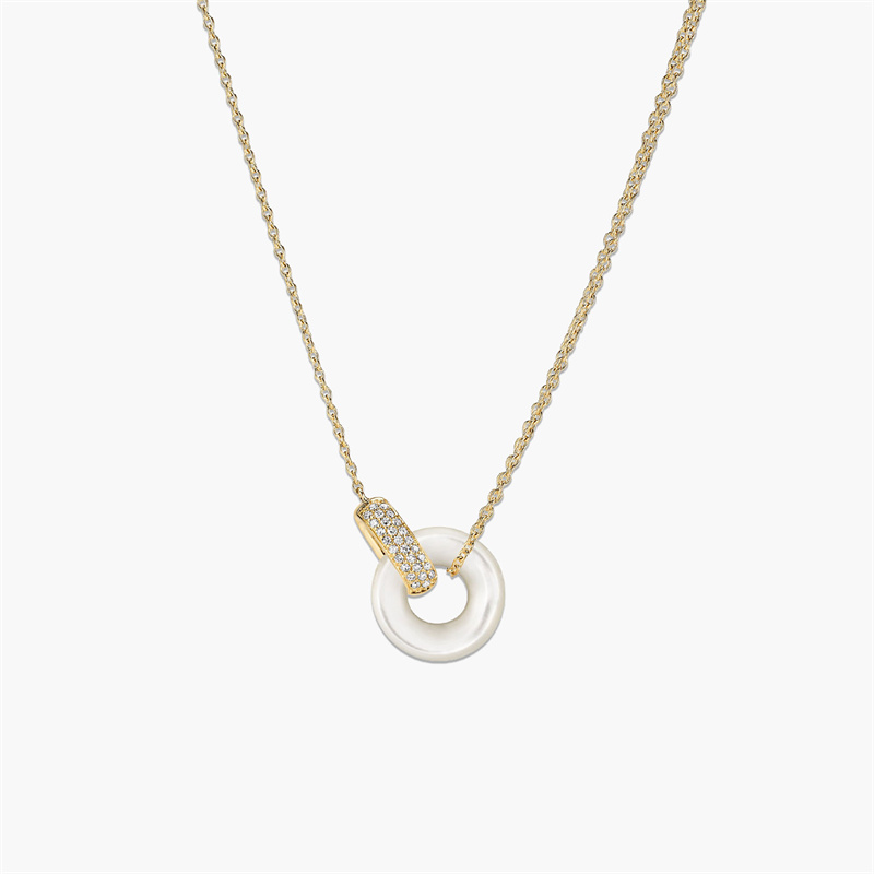 Custom Silver Jewelry Factory of 14k Gold Handcrafted Linked Pavé Pearl Necklace