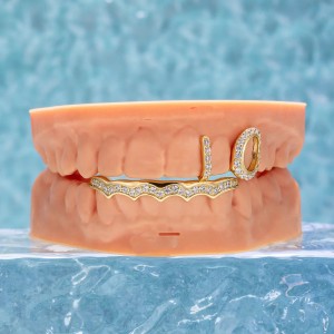 Custom Grillz Teeth-Open Face Wave Diamond Bar Grillz