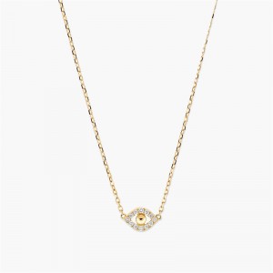 Custom pendant supplier OEM ODM 14k Gold Pavé Diamond Evil Eye Necklace