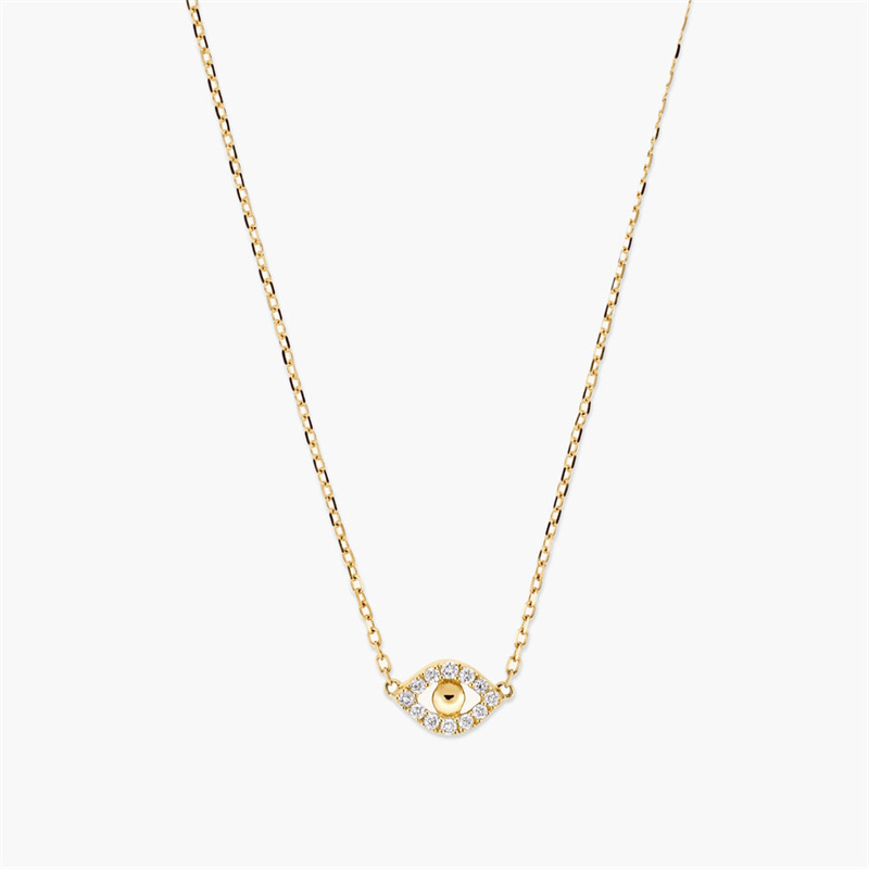 Custom pendant supplier OEM ODM 14k Gold Pavé Diamond Evil Eye Necklace