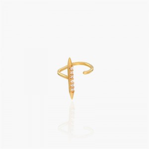 Custom Made Factory Open Cartilage Earring with CZ Bar Vermeil 14k Solid Gold