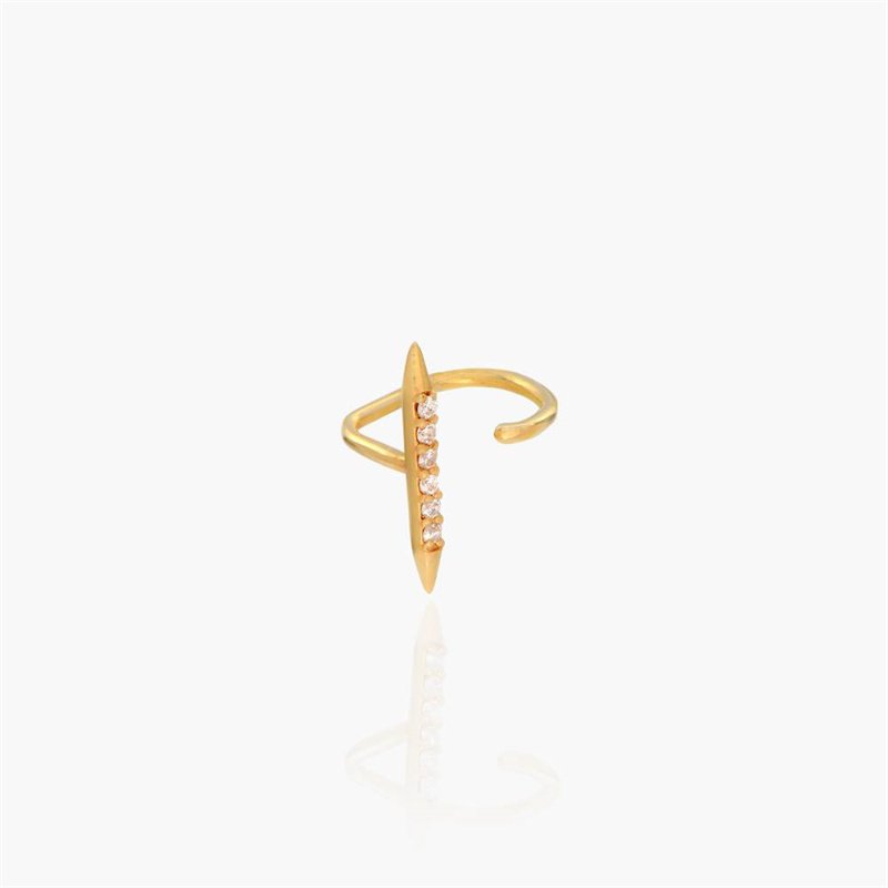 Custom Made Factory Open Cartilage Earring with CZ Bar Vermeil 14k Solid Gold