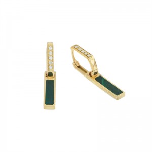Custom zircon 925 silver earrings with long geometric pendant manufacturer