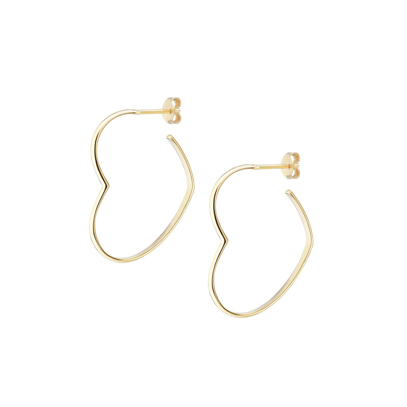 The 23 years OEM jewelry service for gold-colored heart hoop earrings in silver or brass