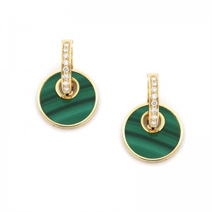 Custom Made Green Malachite and CZ Drop Earrings With Your Logo