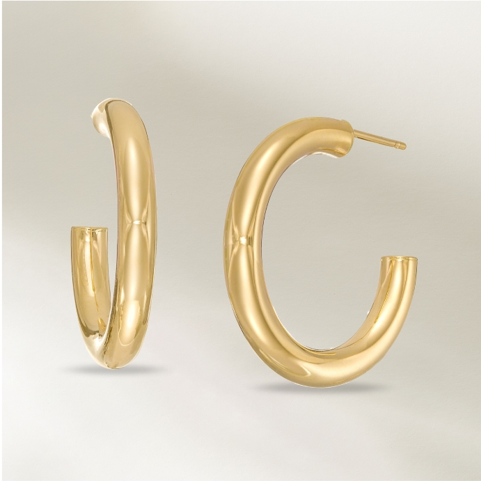 Custom hoop earrings in 18k gold vermeil and sterling silver