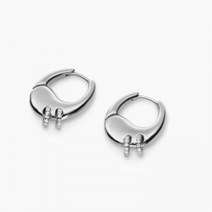 Fornecedor de brincos de moda personalizados OEM ODM, argolas com miçangas - Prata de lei