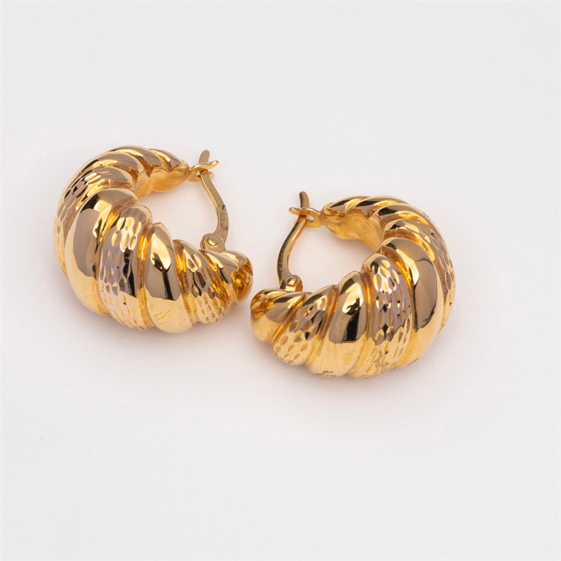 Custom Earrings Bold Twisted Chunky Gold Hoops OEM ODM