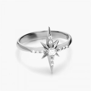 Custom and Engraved Northern Star Silver Ring at JINGYING