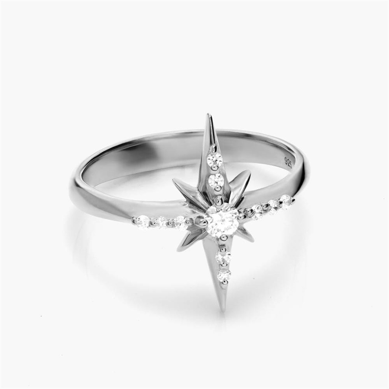 Custom and Engraved Northern Star Silver Ring at JINGYING