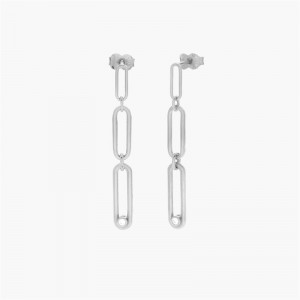 Custom Silver Jewelry Manufacturer OEM ODM Paper Clip Drop Stud Earrings with Cubic Zirconia