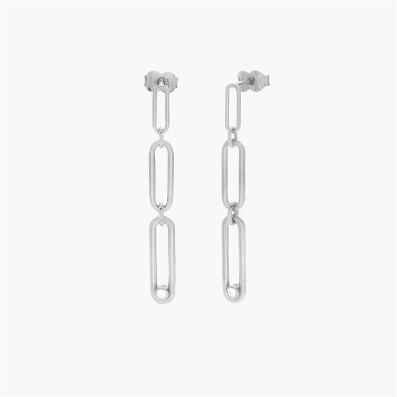 Custom Silver Jewelry Manufacturer OEM ODM Paper Clip Drop Stud Earrings with Cubic Zirconia