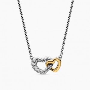 925 necklace custom manufacturer | Silver Two-Tone Double Heart pendant OEM ODM factory