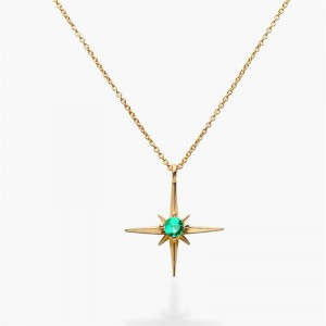 Emerald Star Charm Necklace Silver jewelry custom manufacturer