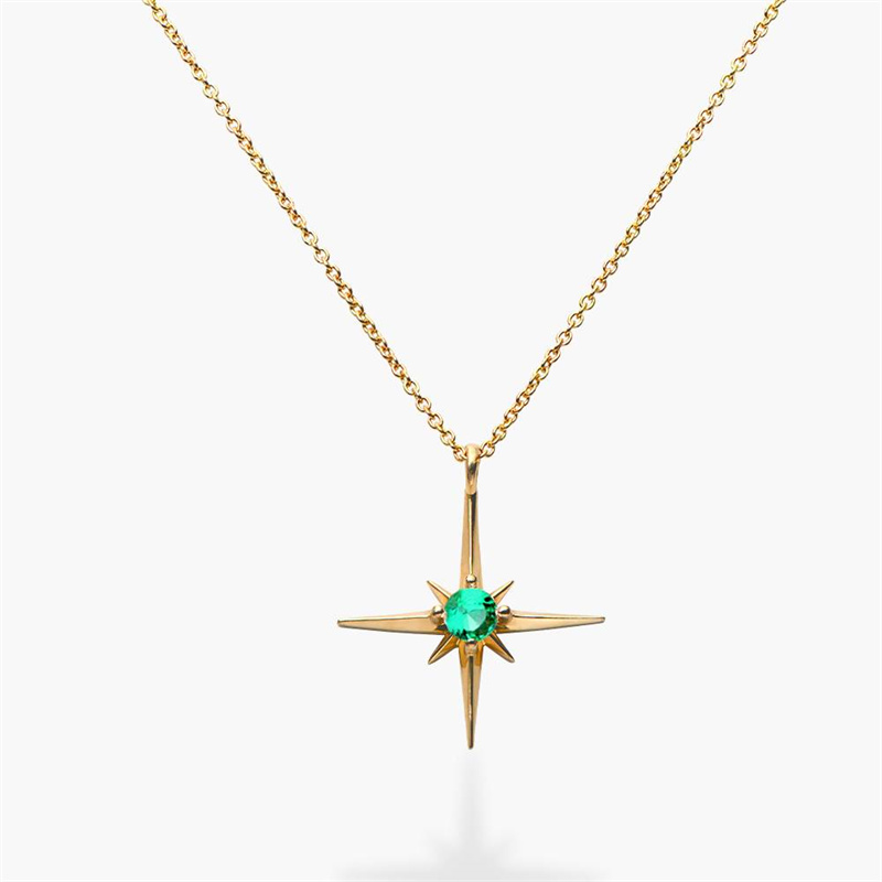 Emerald Star Charm Necklace Silver jewelry custom manufacturer