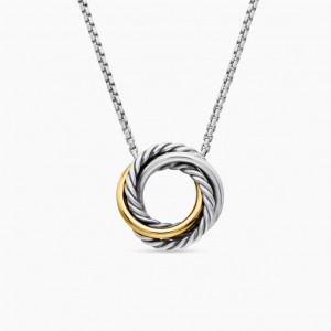 Custom silver factory OEM Crossover Pendant Necklace in Sterling Silver with 18K Yellow Gold