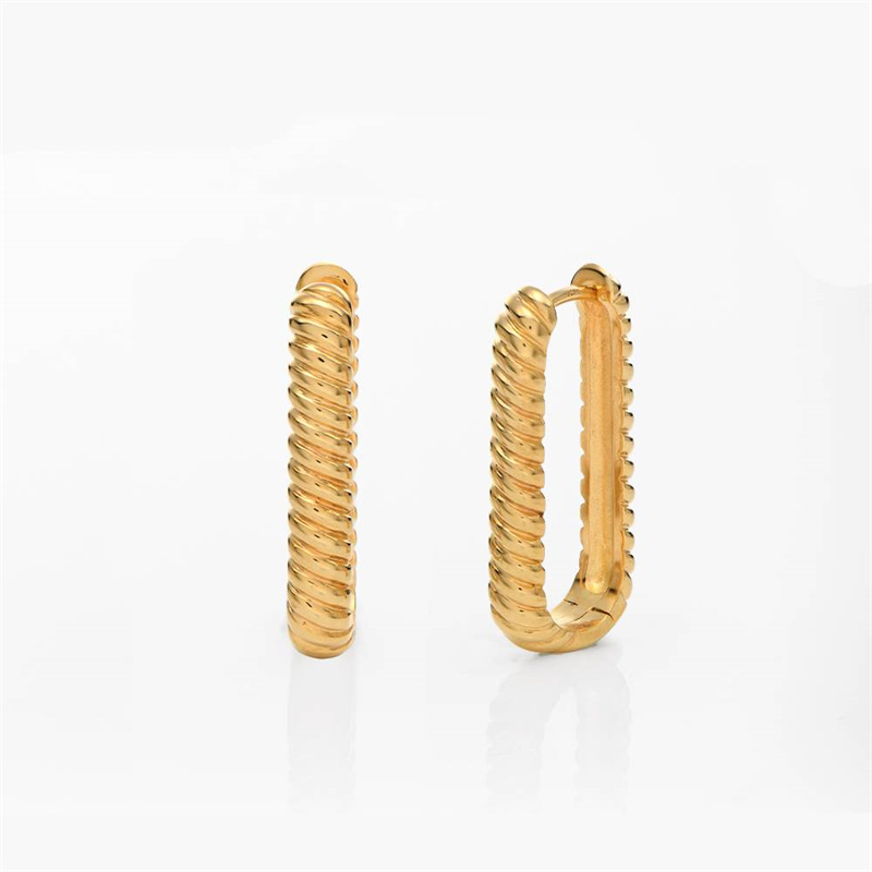 Customized Twisted Rectangle Hoop Earrings Manufacturer