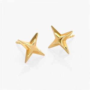 OEM ODM Service of  Northern Star Stud Earrings Vermeil 14k Solid Gold