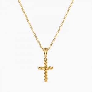Custom twisted cross necklace pendant at 925 silver/copper gold-plated jewelry OEM factory