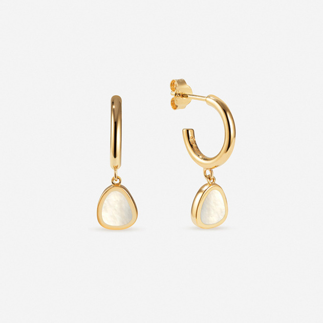 Moonstone Huggie Hoop Earrings OEM ODM jewelry manufacturer