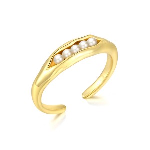 925 silver ring custom design factory | open pod-shaped pearl ring OEM over 23 years