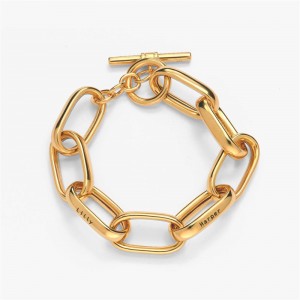 Custom Design Engraved Chunky Paperclip Bracelet – Gold Vermeil Jewelry Manufacturer