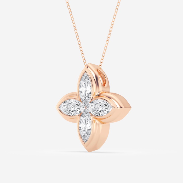 JINGYING: Custom 925 Sterling Silver Four-Leaf Clover Moissanite Pendant Necklace with Rose Gold Plating