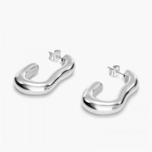 Sterling silver Organically V-shaped hoop earrings OEM ODM Service