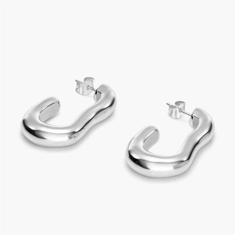 Sterling silver Organically V-shaped hoop earrings OEM ODM Service