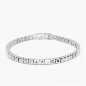 Custom Tennis Bracelet Factory | Engraved Dotted Square Bracelet OEM ODM