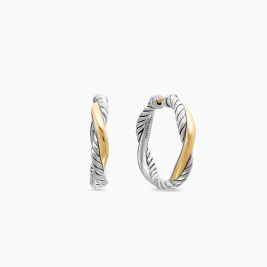 JINGYING: fabricante de joyas OEM de pendientes de aro de alambre trenzado de dos tonos de plata esterlina 925