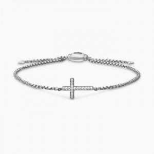 Custom Design Cross Bracelet Factory | OEM 18K Gold Mini Cross Bracelet 925 Chain Micro-Inlaid Zirconia Jewelry