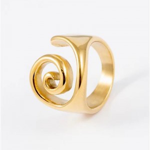 CUSTOM WATERPROOF GOLD STATEMENT SWIRL COCKTAIL RING JEWELRY WHOLESALER CHINA
