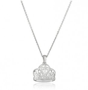 Sterling Silver Diamond Accent Crown Pendant Necklace, 18″