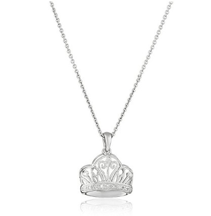 Collar con colgante de corona con detalles de diamantes en plata de ley, 18 ″