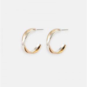 Italy 925 two-tone twist creole hoop earrings OEM ODM  jewelry factory
