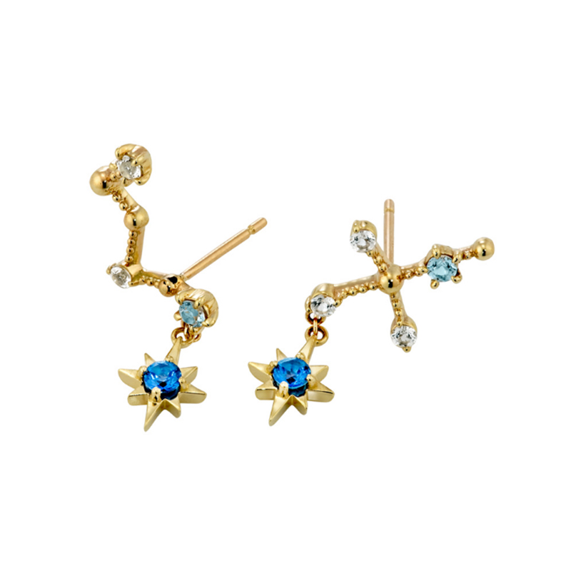 Mórdhíol 18K Gold Sterling Silver Blue Topaz Earrings OEM Sterling Silver Jewelry