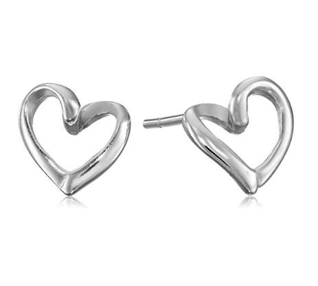Orecchini a forma di cuore aperto in argento sterling all'ingrosso personalizzati