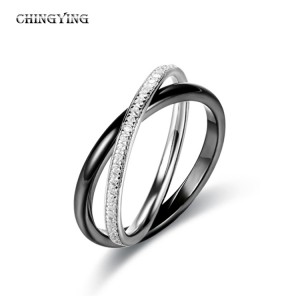 Custom wholesale Jewelry Making Supplies | Silver And Ceramic Double Ring Design | New Jewelry Wholesale