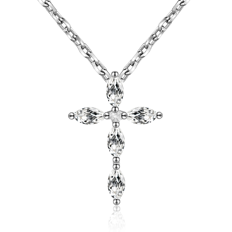Collana da donna personalizzata all'ingrosso personalizzata |Commercio all'ingrosso di gioielli con croce in argento 925 |Fornitore di gioielli di moda CZ