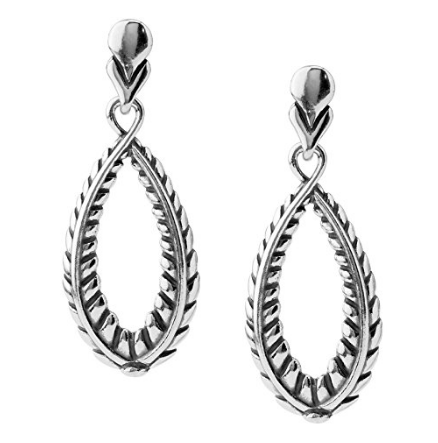 Custom wholesale American West Sterling Silver Oval Leaf Design Drop Earrings