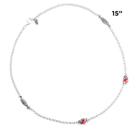 Anpassad grossist helt enkelt fantastiska sterling silver & ädelsten 15 tums halsband