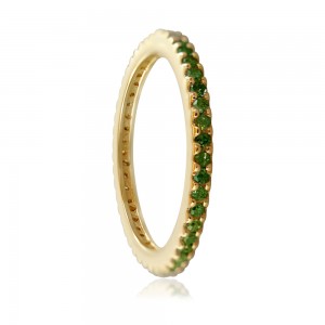 Custom Wholesale Chrome Diopside Band Ring | 18k Gold Plated Ring manufacturing | Gold Jewelry Manufacturing