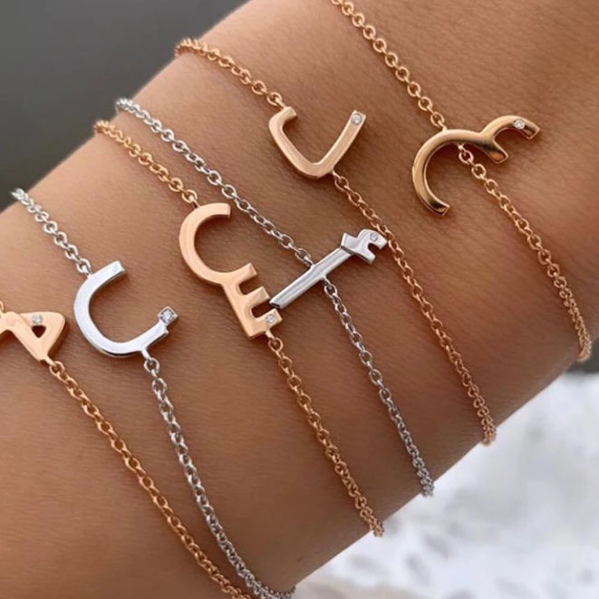 Bracciale placcato oro 14 carati dal design personalizzato in argento sterling CZ grossista di gioielli