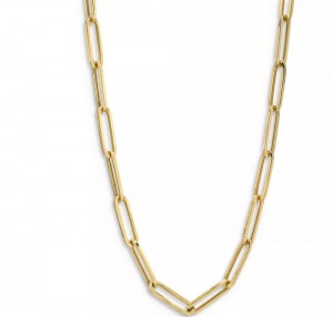 14K Yellow Gold Plated Extra Large Paper Clip Chain Necklace manufacturer OEM ODM