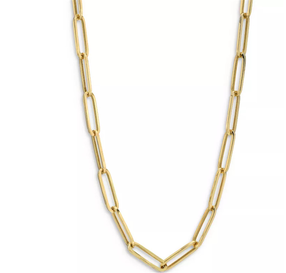 14K Yellow Gold Plated Extra Large Paper Clip Chain Necklace manufacturer OEM ODM