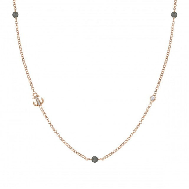 Collar Vermeil de oro rosa de 14k con símbolo náutico en plata de ley para mayorista de distribuidores de joyería OEM de Japón