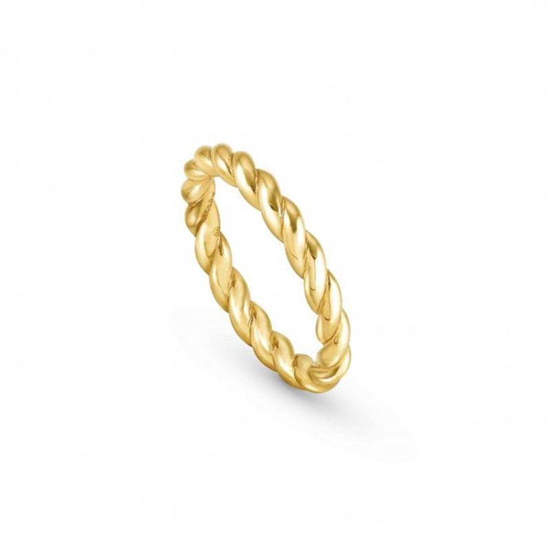 Anillo giratorio de cuerda chapado en oro amarillo de 14 k que crea un diseño de un mayorista de joyería personalizada de plata esterlina