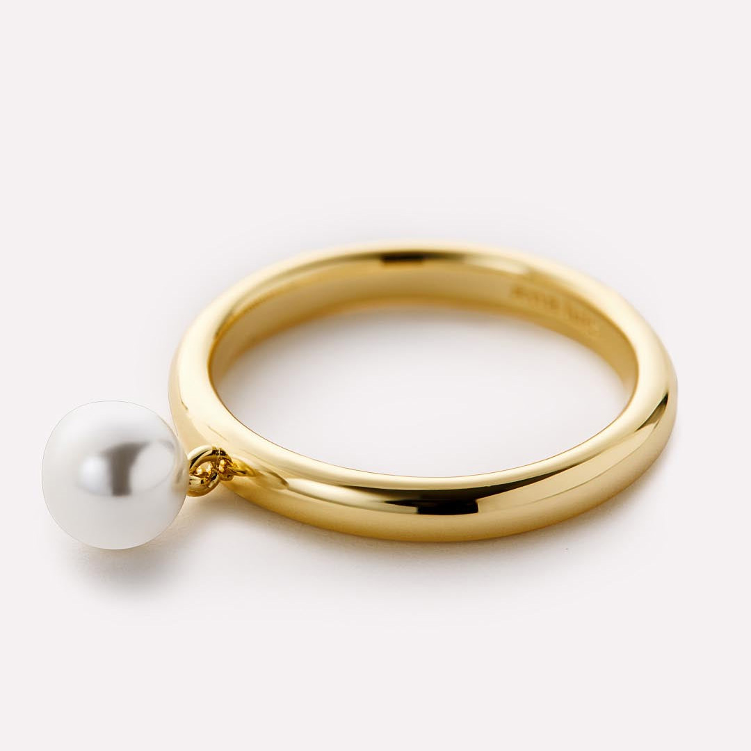 14k gold over 999 silver ring with pearl wholesaler